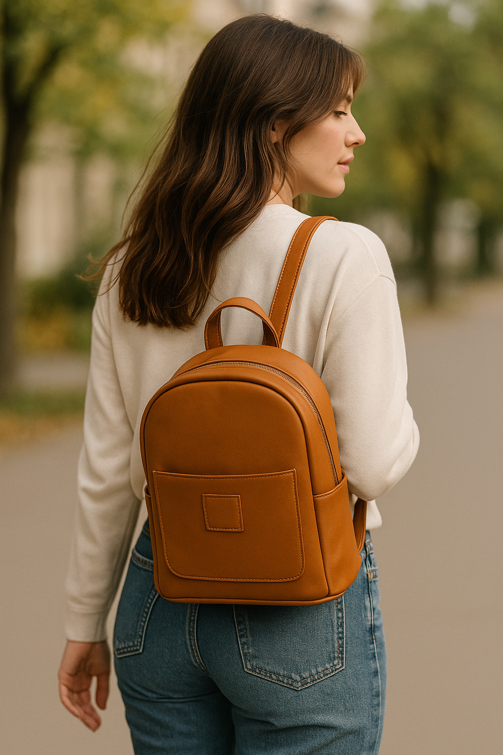 Baby B♡nd Dames Rugzak – Cognac / Chocoladebruin – Vegan Leer