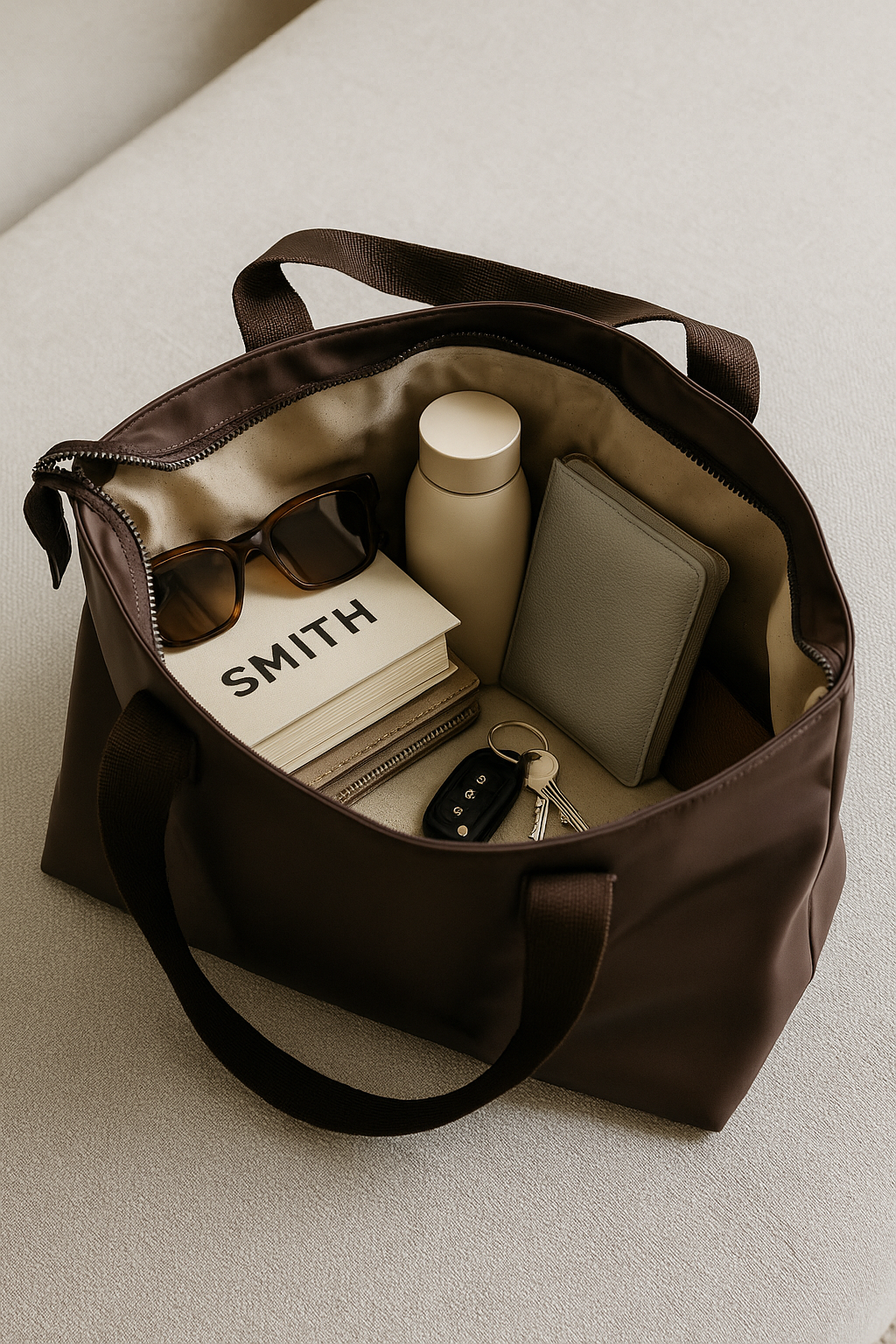 Baby B♡nd Elegante Damestas – Bruin & Donkerblauw – Vegan Leer – Ruim & Tijdloos Design