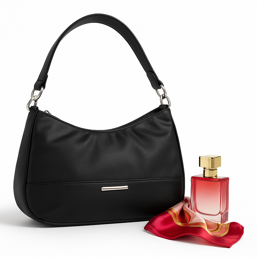 Luxe Zwarte Schoudertas voor Dames – Elegante Handtas,Tas voor Elke Gelegenheid