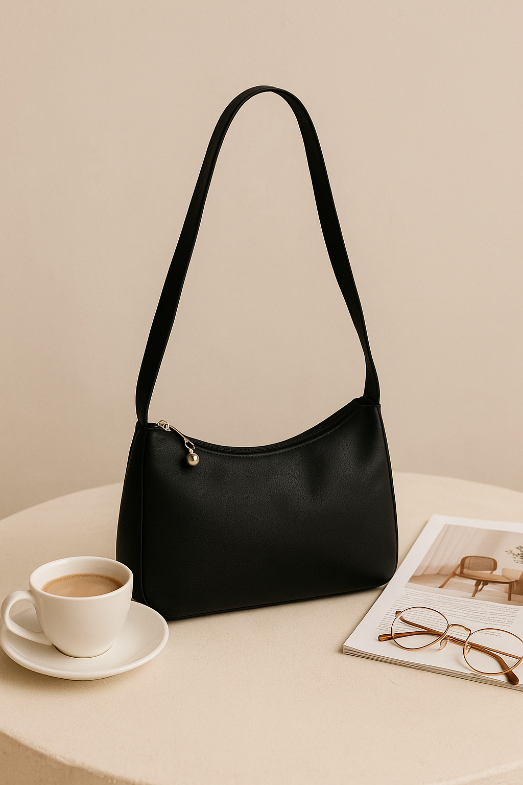 Zwarte Schoudertas voor Dames – Minimalistische Handtas met Luxe Afwerking – Elegante Fashion Tas voor Elke Gelegenheid