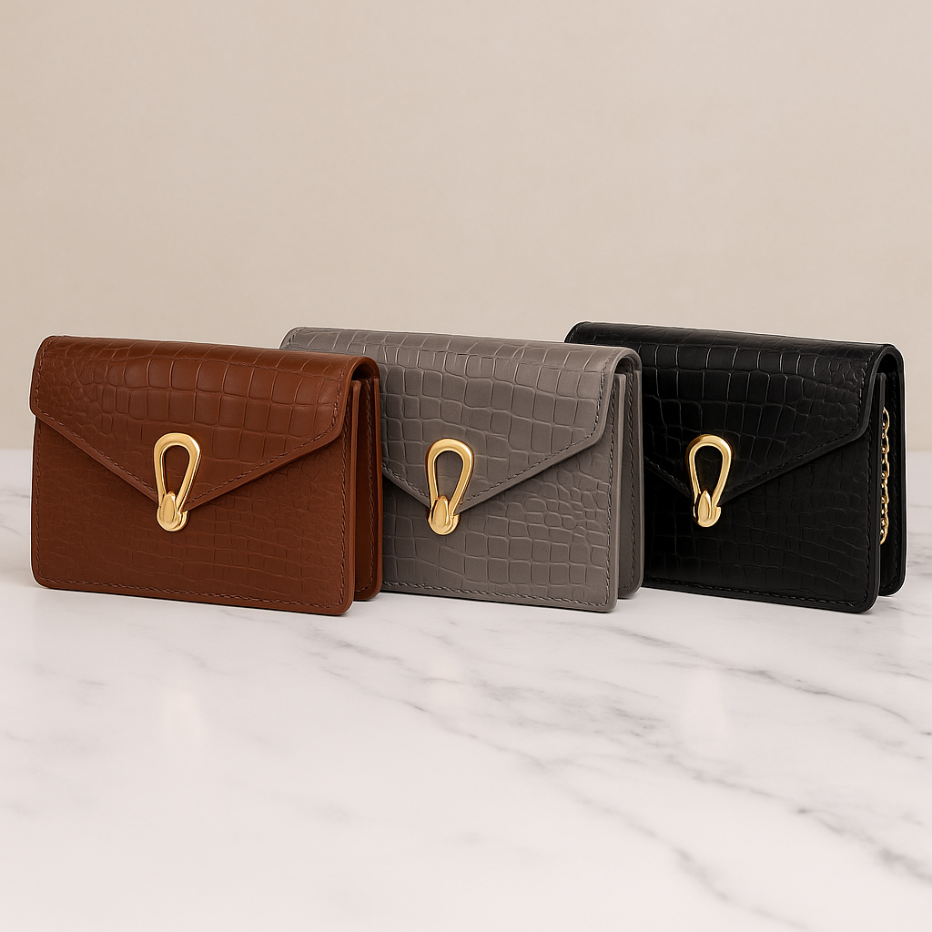 Luxe Croco Schoudertas met Gouden Sluiting – Premium Crossbody